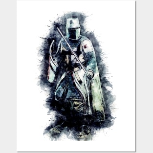 Templar Knight The crusader / abstract warrior watercolor portrait Posters and Art